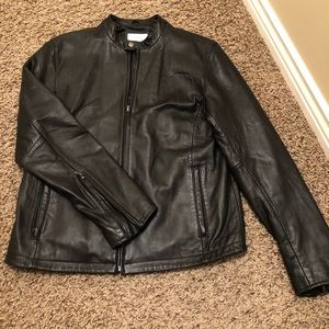 Black leather closure